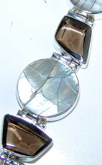 Shell Smoky Topaz Sterling Silver Bracelet Genuine Gems from classiquetreasures.org