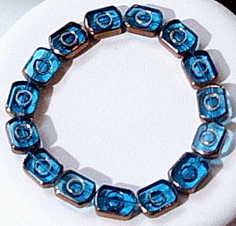 Blue Rectangles Glass With Bronze Circle Design