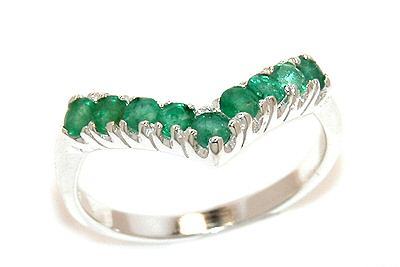 Genuine emerald ring gemstone silver jewelry size 6
