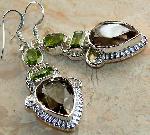 Earrings - Earrings - Smoky Topaz earrings Peridot sterling silver gemstone jewelry :  gemstones jewellery smoly topaz gemstome