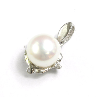 White pearl pendant sterling silver natural FW pearls jewelry round :  necklace natural jewellery white pearl