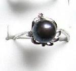 Black pearl ring floral sterling silver jewelry peacock 6.5 :  jewelry black pearl 925 elegant