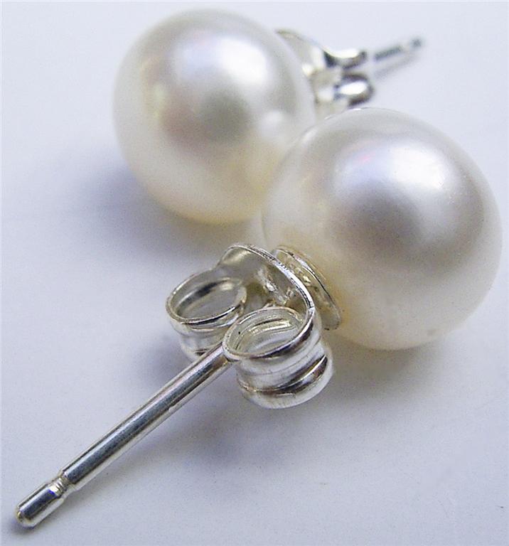 White pearl earrings studs silver pearls jewelry new :  pearl earrings earrings classic treasures pearl studs