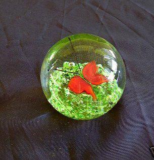 \#3 Paperweight Glass Orange Butterfly