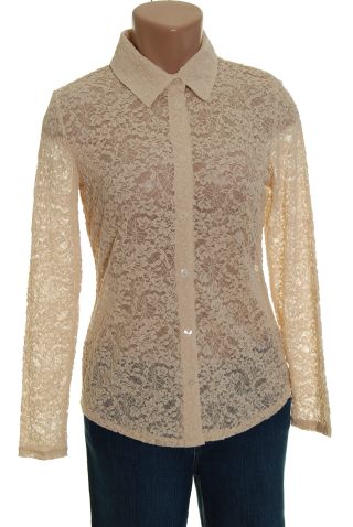 Liz Claiborne Ivory Lace Shirt Top Blouse M Petite new long sleeves : petite size blouse petite size m medium petite