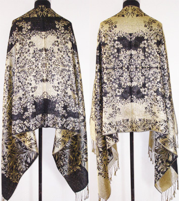 Pashmina Cashmere Shawl Black Gold Classic Treasures New :  wool black gold 1005 cashmere classictreasures