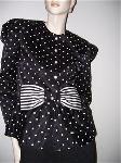 Black White Top Sexy Elegant Evening Polka Dots Vintage :  blouse misses pearl buttons evening