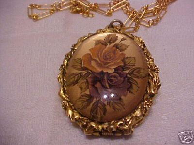 Max Factor Porcelain Rose Perfume Locket Vintage :  pendant classic treasures costume jewelry max factor