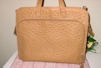 Handbag Purse - Leather Bag Purse - Ghibli Ostrich Embossed Leather Laptop Bag Briefcase Office Tote : genuine leather tan classictreasures classic treasures ghibli