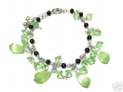 Green Lampwork Murano Glass Beads Bracelet Hand Made :  beads lamp work classictreasures classic treasures