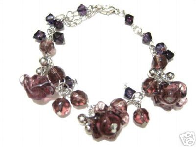 Murano Glass Bracelet Lampwork Designer Beads Purple :  beads classictreasures classic treasures murano glass