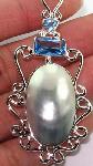 Mabe Shell Blue Topaz Pendant Sterling Silver