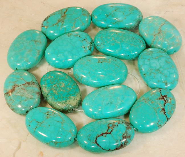 African Turquoise Gemstone Oval Beads 16'' :  necklace jewelry oval beads gemstone beads