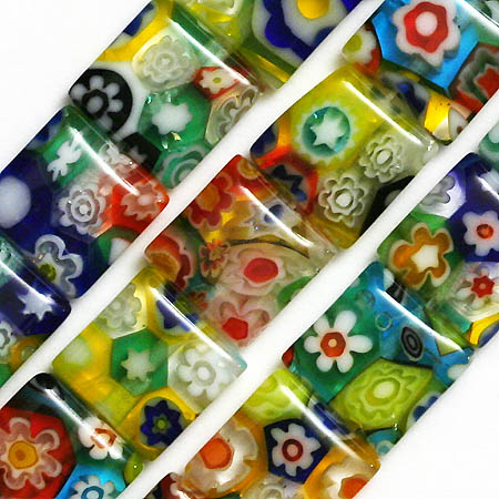 Millefiori Lampwork Beads Glass Square 10MM :  beads murano bead classic