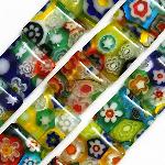 Millefiori Lampwork Beads Glass Square 10MM from classiquetreasures.org