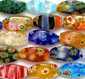 Millefiori Lampwork Glass Twist Nugget Beads 16mm from classiquetreasures.org