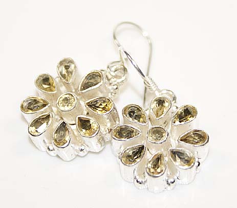 Citrine Sterling Silver Flower Earrings :  gemstones jewellery classic treasures earrings