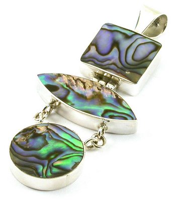 Abalone Laminated Paua Shell Pendant Sterling Silver