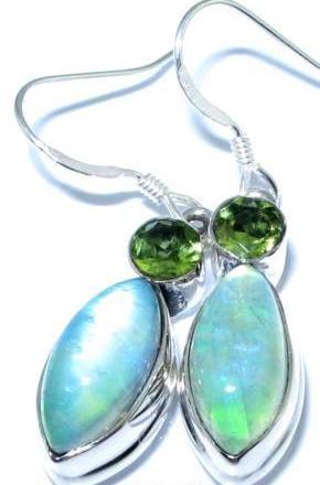 Aqua Moonstone Earrings Green Peridot Gems Silver jewelry :  gemstones jewelry jewellery aqua moonstone