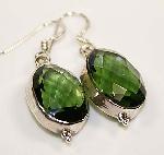 Green quartz gemstone dangle earrings sterling silver :  gemstone jewellery olive green gem green quartz