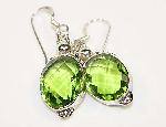 Green peridot dangle earrings sterling silver :  gemstone jewellery green gems classic treasures