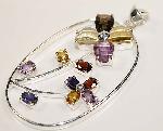 Multiple gemstone flower pendant sterling silver :  gemstone jewelry jewelry mixed gems iolite
