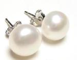 White Button Pearl Studs Earrings 8 mm from classiquetreasures.org
