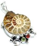 Pendant - Ammonite Fossil Pendant Ancient Mollusk Silver Gemstone jewelry : fossil jewelry jewellery gemstone jewelry ammonite pendant jewelry