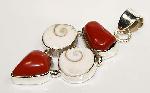 Red coral pendant Shiva shell sterling silver :  religious classictreasures shiva shell religion