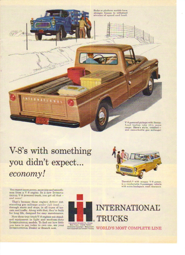 Vintage Ad 1960 International Harvester Stake Platform Travelall Pickup