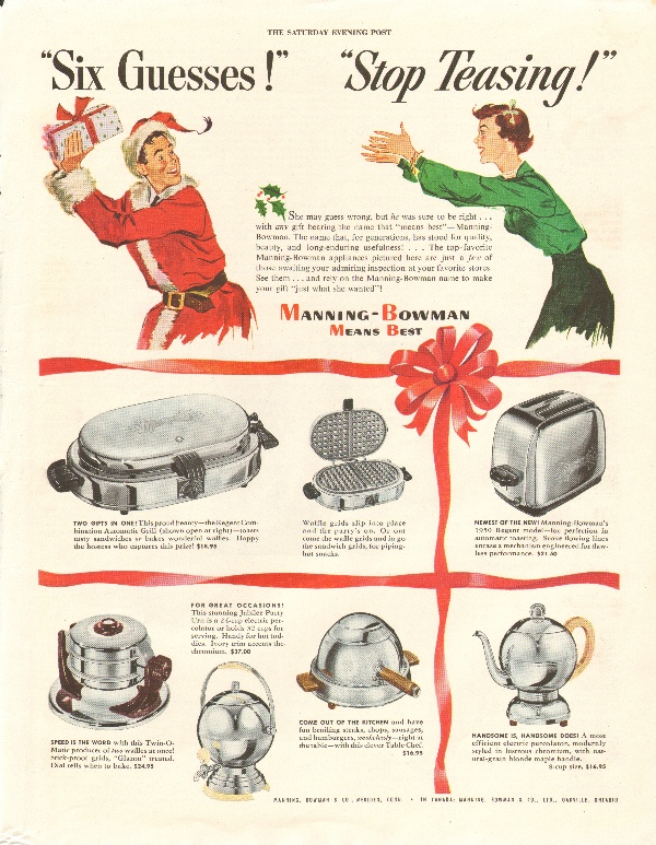 1949 Manning-Bowman Kitchen Appliances Christmas Ad