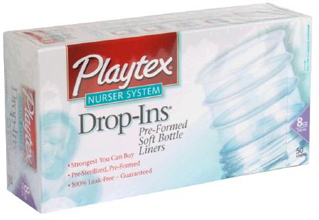 PLAYTEX NURSER SYSTEM DROP-INS PRE-FORMED SOFT BOTTLE DISPOSABLE LINERS 8OZ/50