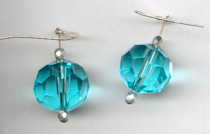 Sterling Siilver Blue & Silver Glass Beads
