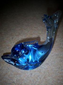 Vintage Paperweight Dolphine Blue Glass Ocean Sea Maritime from classiquetreasures.org