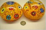 Millefiori Murano art glass paperweight orange heavy vintage from classiquetreasures.org