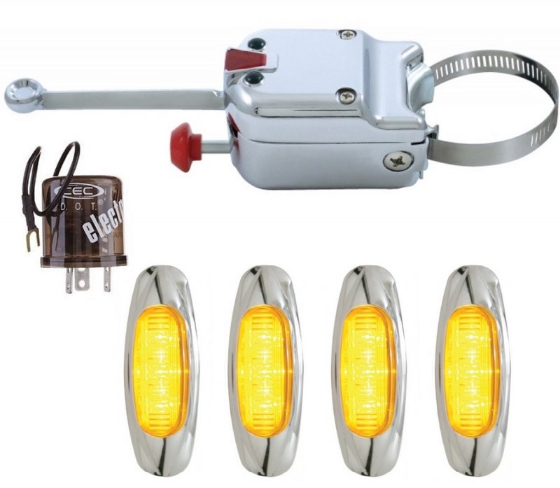 12 Volt Turn Signal Switch Kit 4 Amber LED Lights