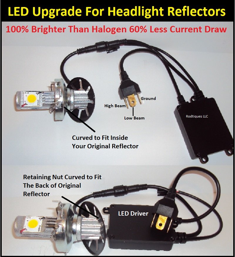 12 Volt LED Headlight Installation Kit For Reflector Headlamps