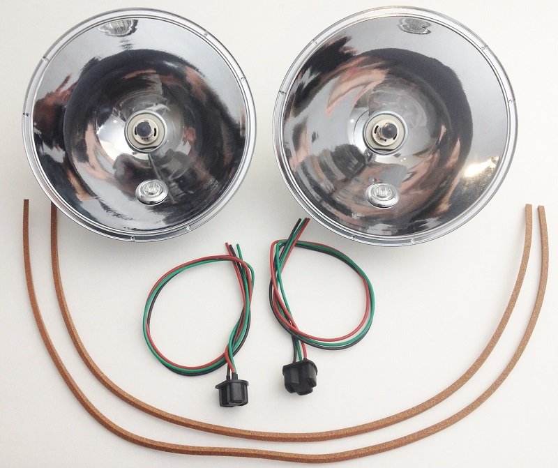 Ford Headlight Reflectors w/ Single LED Turn Signals Halogen Bulbs