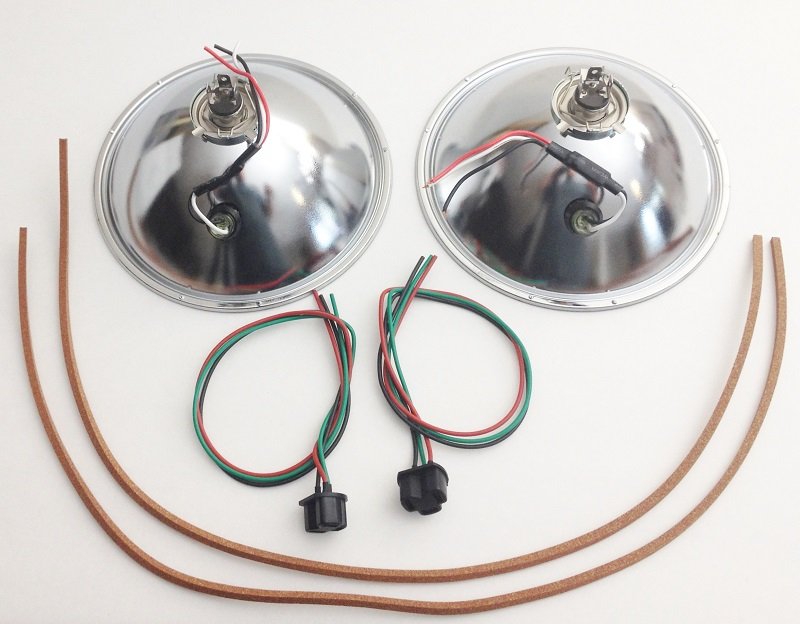 Ford Headlight Reflectors w/ Single LED Turn Signals Halogen Bulbs