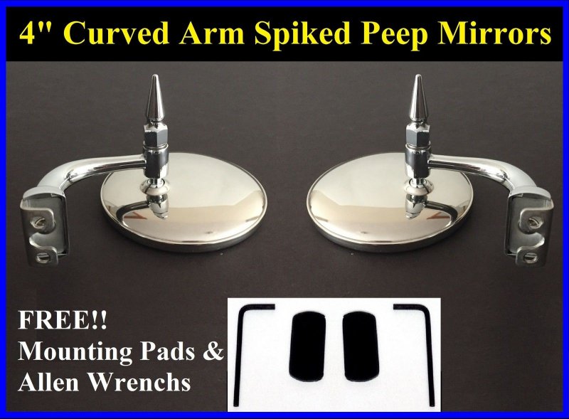 4'' Spiked Stainless Steel Curved Arm Peep Mirrors