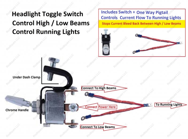 Headlight Toggle Switch High/Low + Running Lights