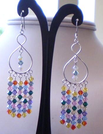Sterling Silver & Multicolor Swarovski Crystal Chandelier Earrings
