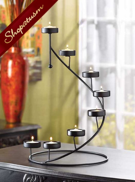 Thumbnail of 20 Dramatic Black Candle Holder Spiral Stair Centerpieces