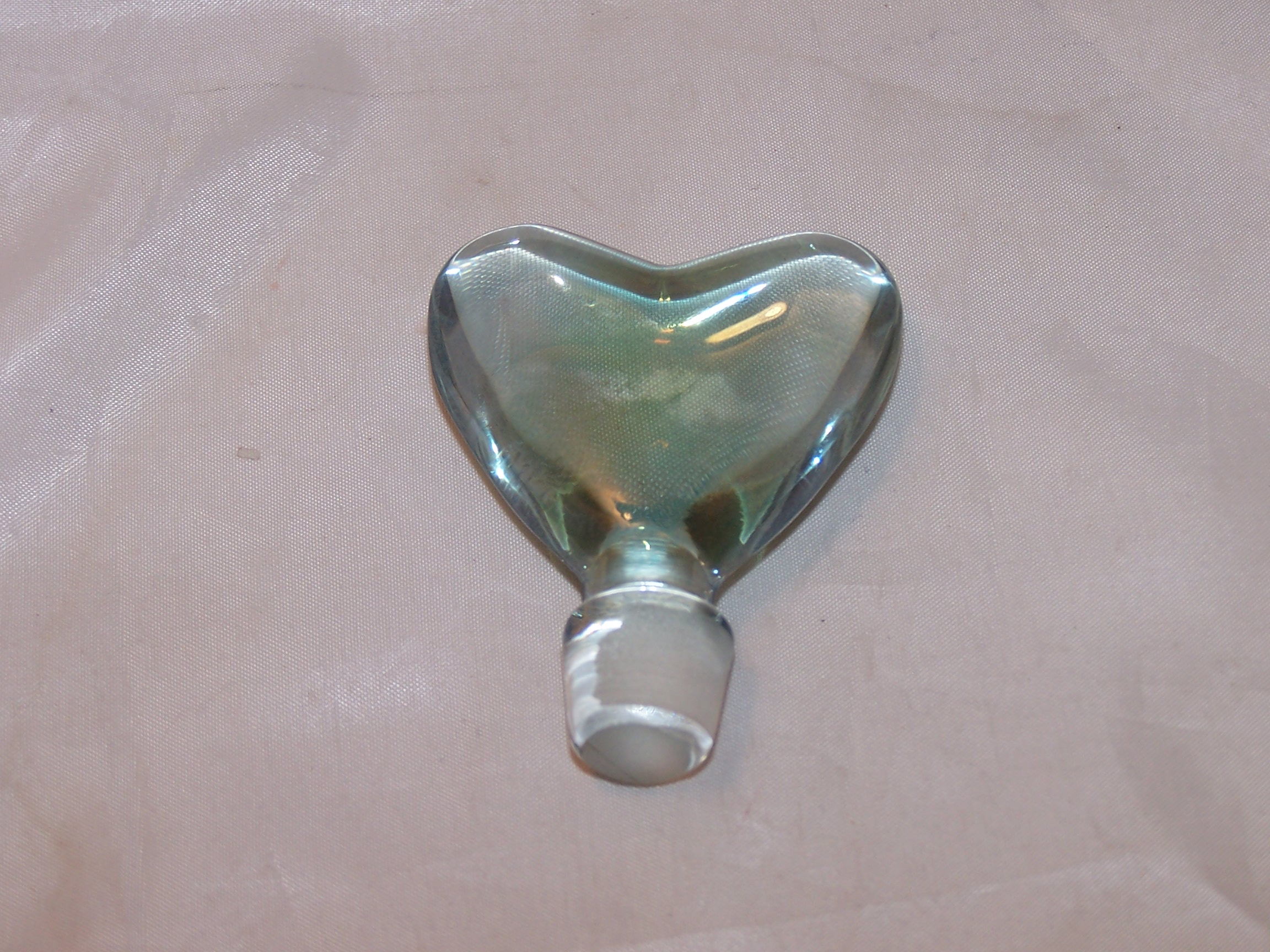 Perfume Bottle Stopper, Heart Shape, Iridescent Glass