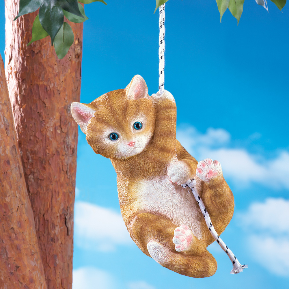 Hand-Painted Outdoor Swinging Cat