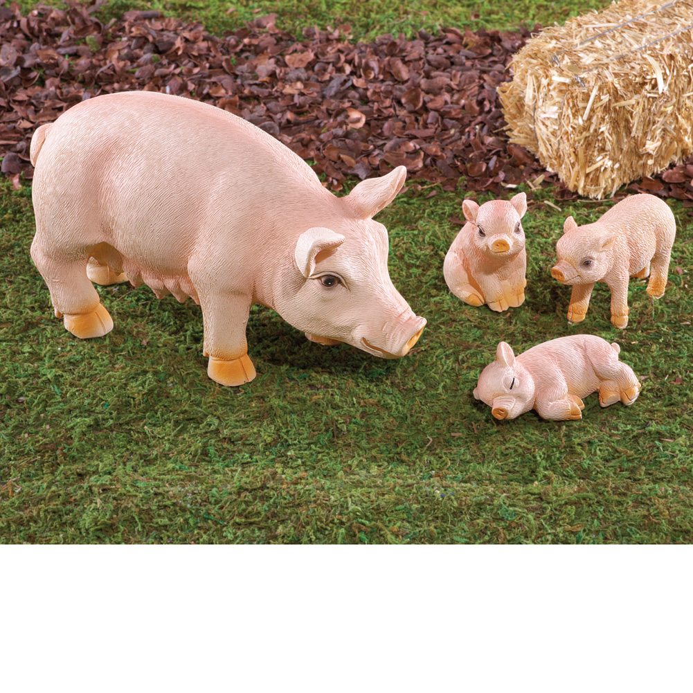 Mama Pig and 3 Piglets Figurines