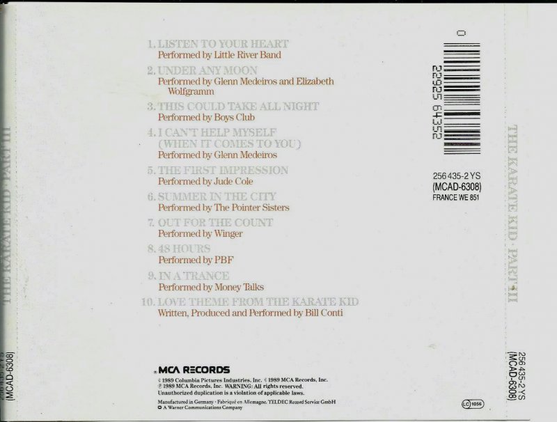 The Karate Kid Part III Original Motion Picture Soundtrack CD