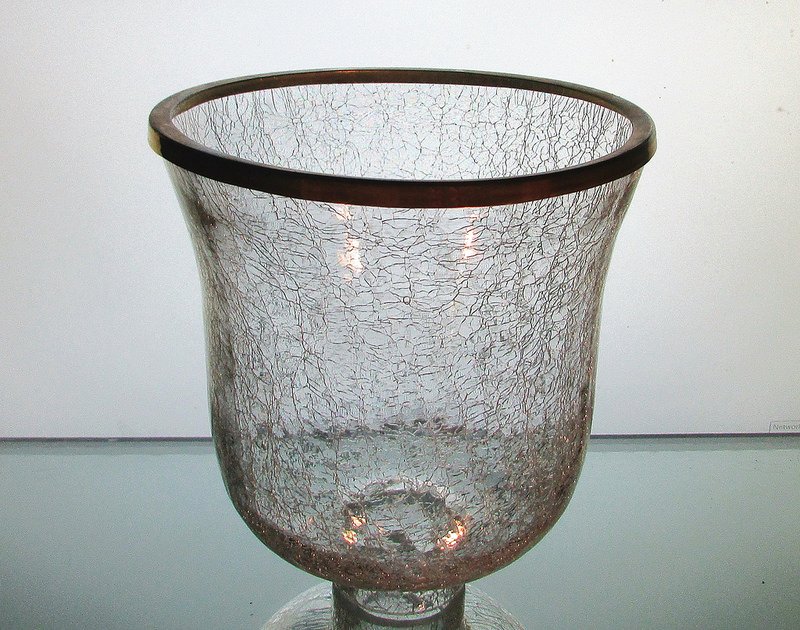 Crackle Glass Hurricane Shade XL 2.25 inch fitterx7.25 wx7.5 h OOS