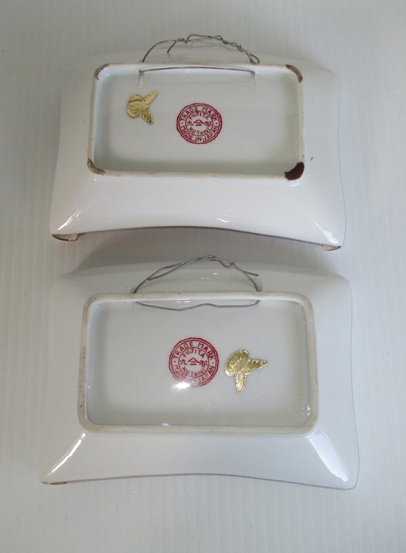 Fujita Kutani Japan Mid Century, 2 Porcelain Wall Plates