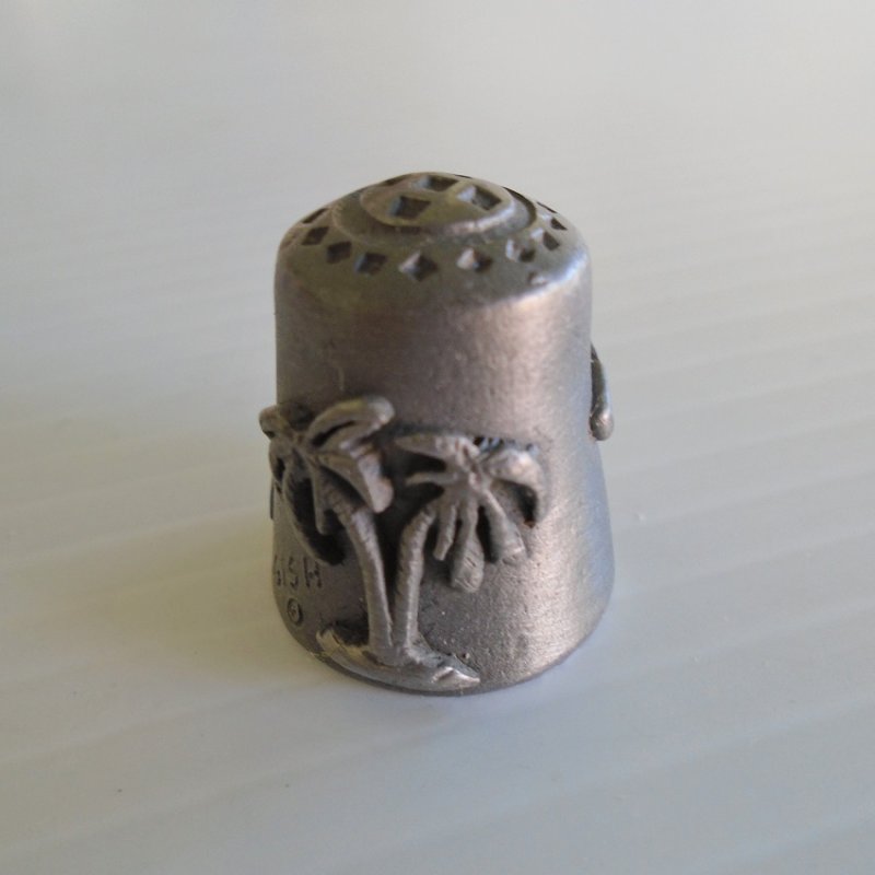 State of Florida Pewter Thimble, Signed Nicholas Gish